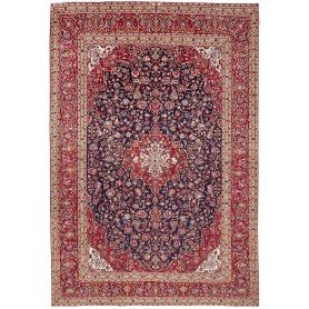 Tappeto Kashan Persia Medaglione Blu Notte Rosso 248x360 Cm