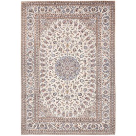 Tappeto Kashan Persia Medaglione Crema Blu 288x404 Cm