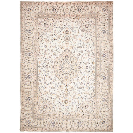 Tappeto Kashan Persia Medaglione Crema Blu 290x410 Cm