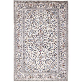 Tappeto Kashan Persia Medaglione Avorio Blu 197x290 Cm