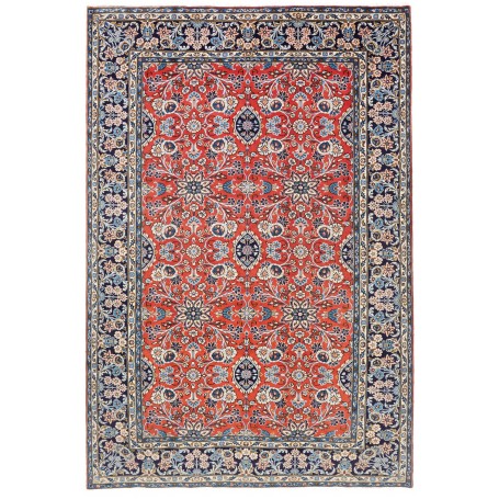 Tappeto Kashan Persia Floreale Rosso Blu 198x292 Cm