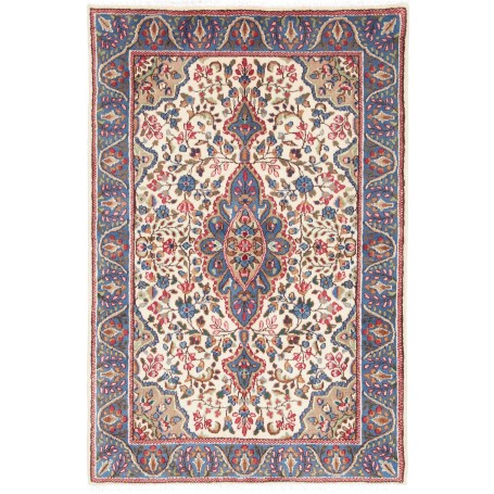Tappeto Kerman Persia Medaglione Avorio Blu 92x140 Cm
