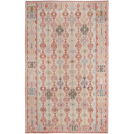 Tappeto Kilim Afghanistan Geometrico Beige Arancio 302x486 C