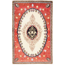 Tappeto Kashan Fine Persia Medaglione Rosso Corallo Crema 13