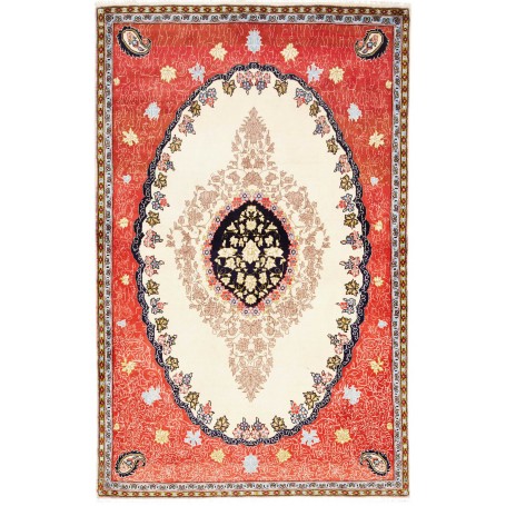Tappeto Kashan Fine Persia Medaglione Rosso Corallo Crema 13