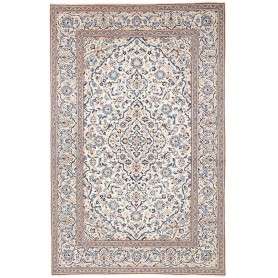Tappeto Kashan Persia Medaglione Avorio Blu 193x298 Cm