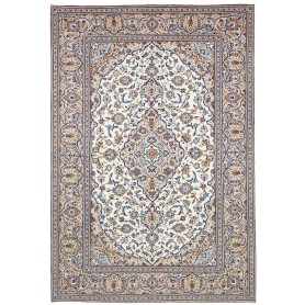 Tappeto Kashan Persia Medaglione Avorio Blu 195x295 Cm