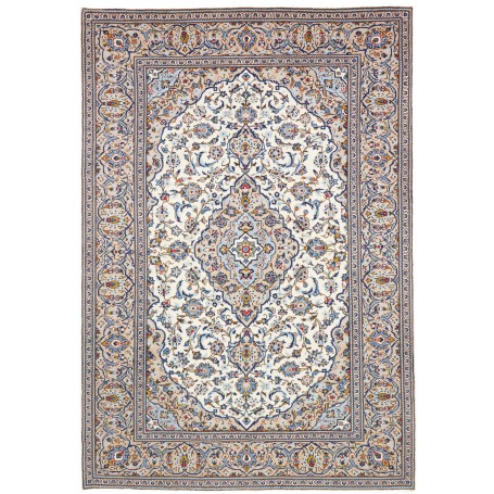 Tappeto Kashan Persia Medaglione Avorio Blu 195x295 Cm
