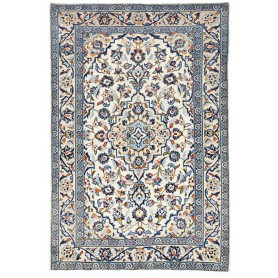 Tappeto Kashan Fine Persia Medaglione Crema Blu 97x146 Cm