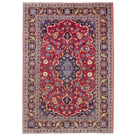 Tappeto Kashan Fine Persia Medaglione Rosso Blu 105x155 Cm