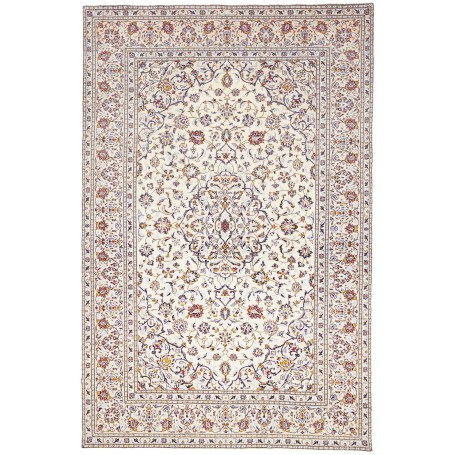 Tappeto Kashan Persia Medaglione Crema Blu 196x300 Cm