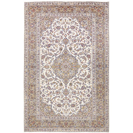 Tappeto Kashan Persia Medaglione Crema Beige 248x377 Cm