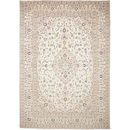 Tappeto Kashan Persia Medaglione Crema Blu 286x403 Cm
