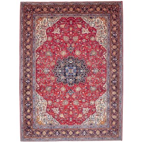 Tappeto Sarough Persia Medaglione Rosso Blu 264x360 Cm