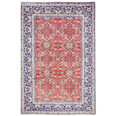 Tappeto Kashan Persia Floreale Rosso Blu Scuro 197x295 Cm