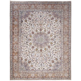 Tappeto Kashan Persia Medaglione Avorio Terra 300x390 Cm