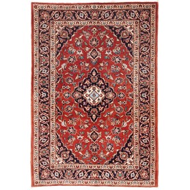 Tappeto Kashan Fine Persia Medaglione Rosso Blu 100x148 Cm
