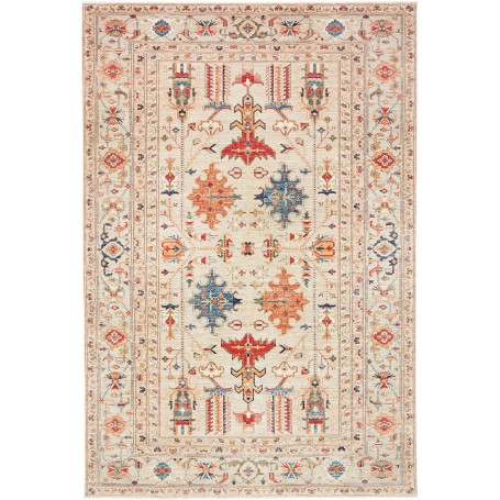 Tappeto Kazak Fine Pakistan Astratto Beige Rosso 200x299 Cm