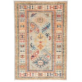 Tappeto Kazak Fine Pakistan Geometrico Azzurro Rosso 69x101