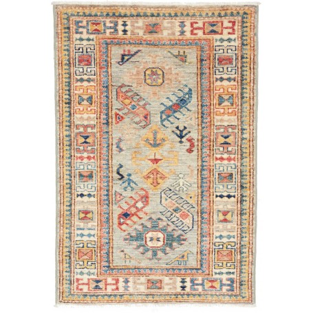 Tappeto Kazak Fine Pakistan Geometrico Azzurro Rosso 69x101