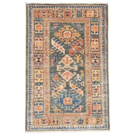 Tappeto Kazak Fine Pakistan Astratto Petrolio Ocra 63x97 Cm