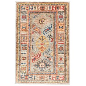 Tappeto Kazak Fine Pakistan Astratto Grigio Multicolore 63x9