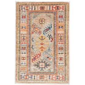 Tappeto Kazak Fine Pakistan Astratto Grigio Rosso 66x99 Cm