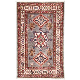Tappeto Kazak Fine Pakistan Geometrico Grigio Rosso 56x90 Cm
