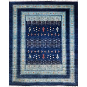 Tappeto Siva Pakistan Astratto Blu Scuro Azzurro Cielo 250x3