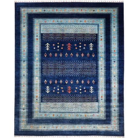 Tappeto Siva Pakistan Astratto Blu Scuro Azzurro Cielo 250x3