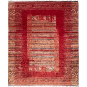 Tappeto Siva Pakistan Geometrico Rosso Beige 245x297 cm