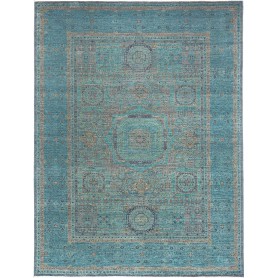 Tappeto Mamlouk Pakistan Geometrico Turchese 177x235 cm