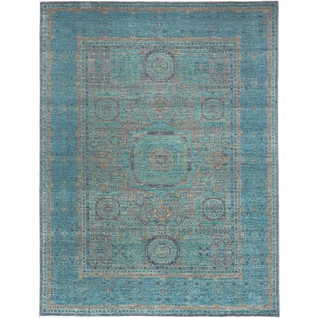 Tappeto Mamlouk Pakistan Geometrico Turchese 177x235 cm