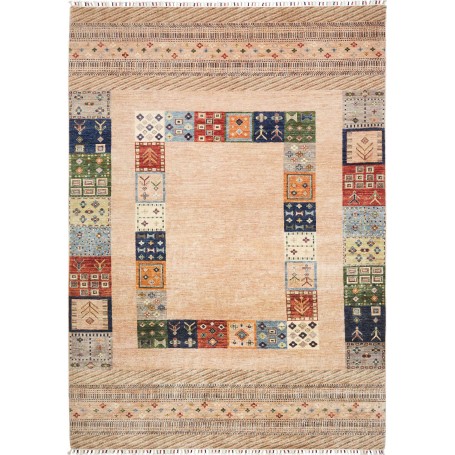 Tappeto Siva Pakistan Geometrico Beige Policromo 214x300 Cm
