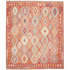 Tappeto Kilim Afghanistan Geometrico Terracotta Multicolore