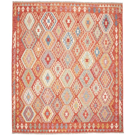Tappeto Kilim Afghanistan Geometrico Terracotta Multicolore