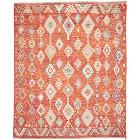 Tappeto Kilim Afghanistan Geometrico Arancio Beige 248x301 C