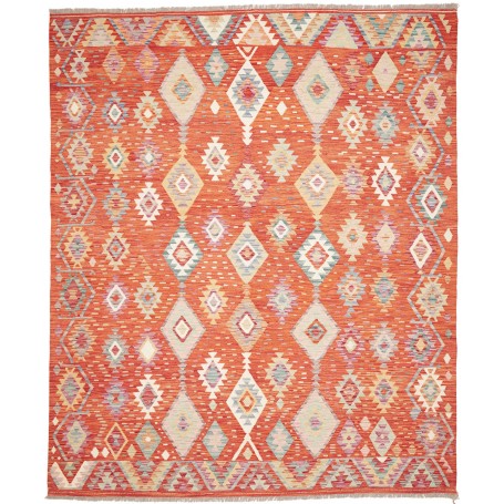 Tappeto Kilim Afghanistan Geometrico Arancio Beige 248x301 C