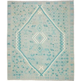 Tappeto Kilim Afghanistan Geometrico Azzurro Turchese Chiaro