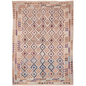 Tappeto Kilim Afghanistan Astratto Beige Marrone 242x340 Cm