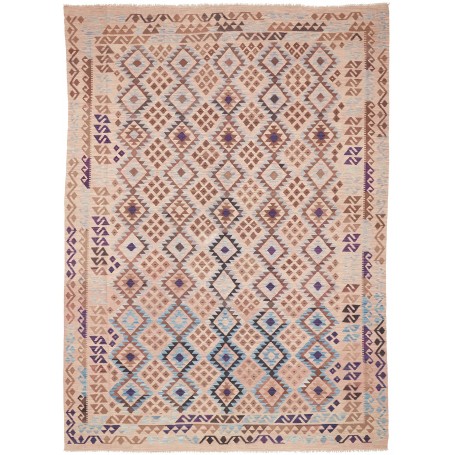 Tappeto Kilim Afghanistan Astratto Beige Marrone 242x340 Cm