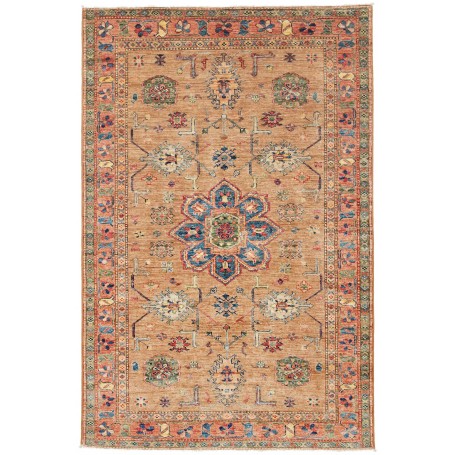 Tappeto Kazak Fine Pakistan Geometrico Beige Blu 126x192 Cm