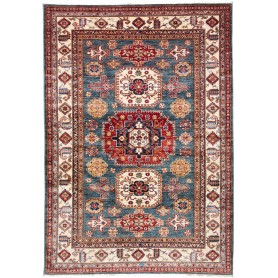 Tappeto Kazak Fine Pakistan Astratto Blu Rosso 150x219 Cm