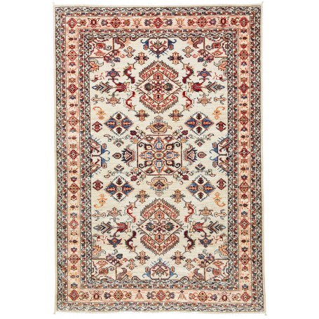 Tappeto Kazak Fine Pakistan Geometrico Crema Rosso 124x183 C