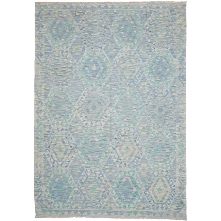 Tappeto Kilim Afghanistan Geometrico Azzurro Verde Acqua 204