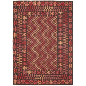 Tappeto Kilim Afghanistan Astratto Antracite Rosso Arancio 2