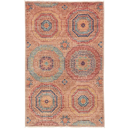 Tappeto Mamlouk Pakistan Astratto Sabbia Rosso 82x125 Cm