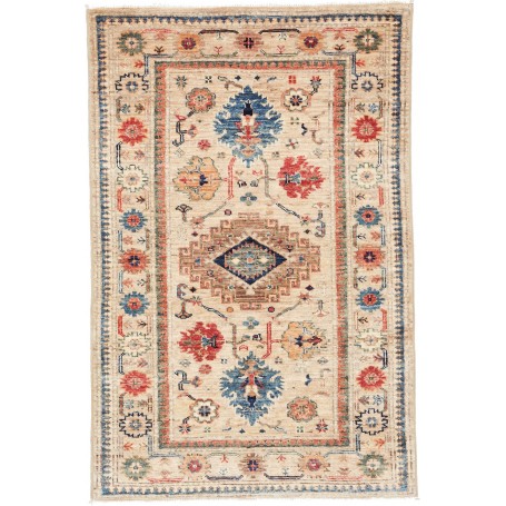 Tappeto Kazak Fine Pakistan Medaglione Beige Blu 80x122 Cm