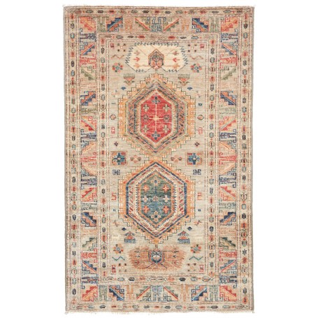 Tappeto Kazak Fine Pakistan Geometrico Beige Rosso 76x127 Cm