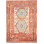 Tappeto Kilim Afghanistan Geometrico Terracotta Azzurro 213x
